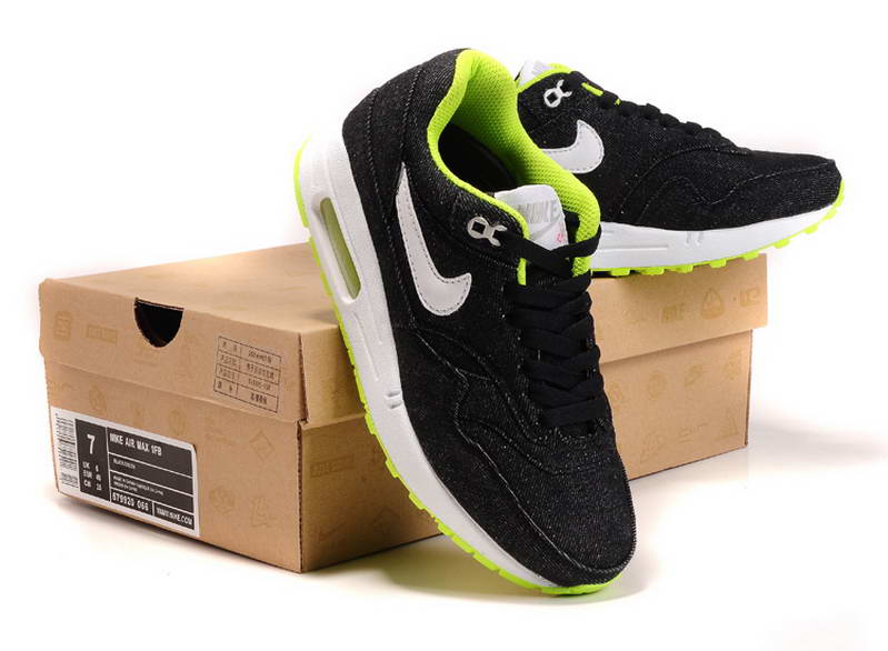 Nike Air Max 1 87 fourrure Chaussures Hommes Noir Vert (2)